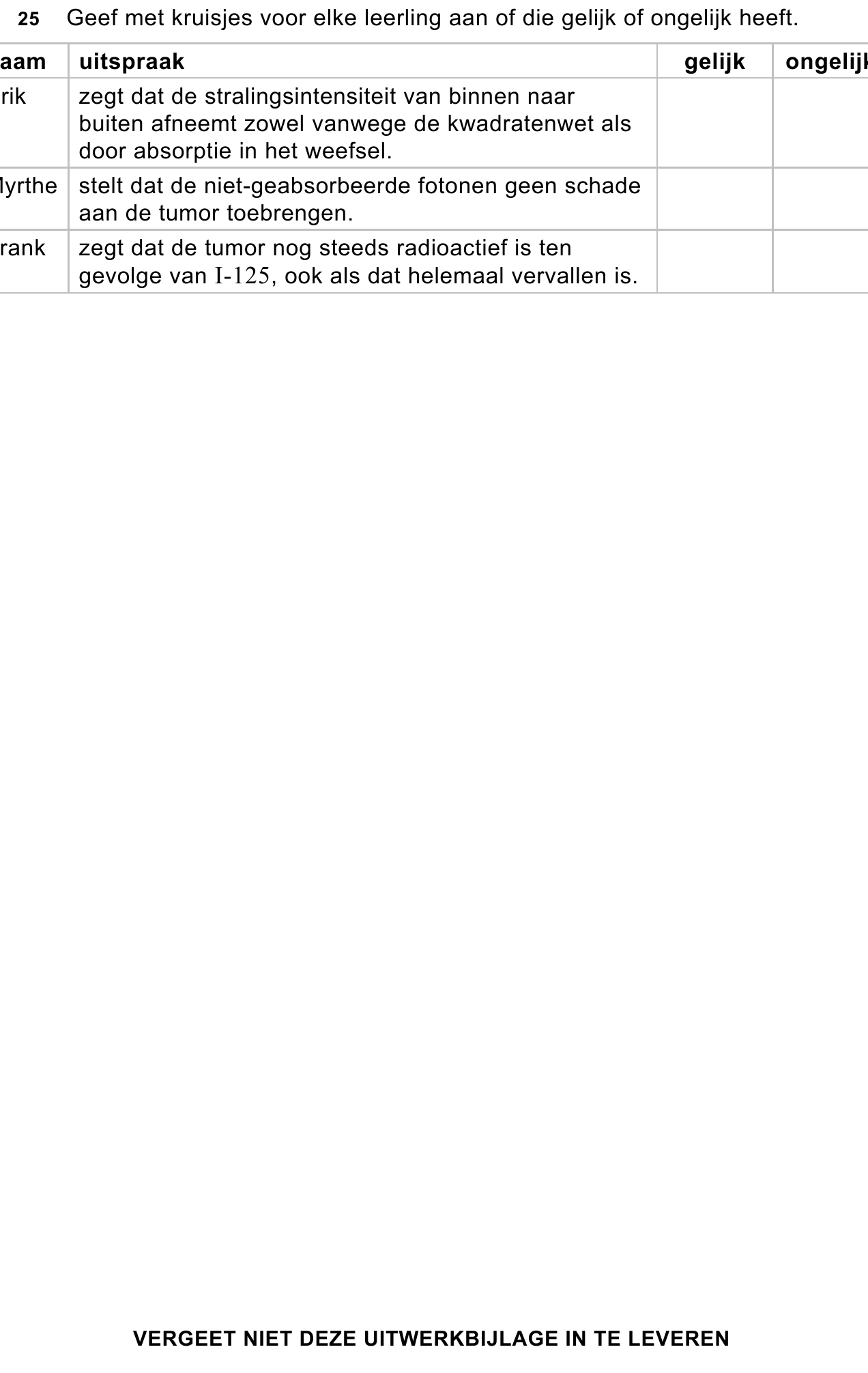 uitwerkbijlage bij vraag 25